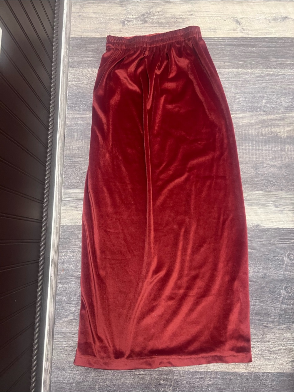 Velvet Maxi Skirt in Rich Rust